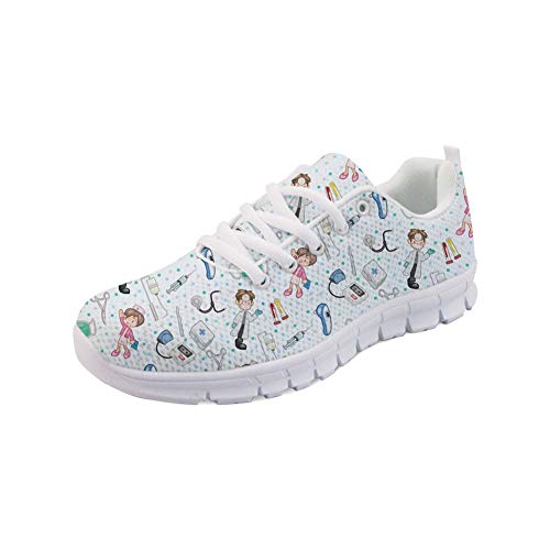 POLERO Nurse - Zapatillas de Mujer para Enfermera, Ligeras, para Correr, Caminar, Malla, Planas, para Tenis, para Mujer, Deportes, Apartamentos, 39 EU