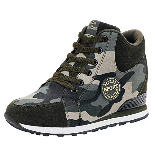 POLP Calzado Zapatos Mujer Cuña Deportivos Zapatillas Running para Mujer Aire Libre Deporte Transpirables Zapatos Gimnasio Correr Sneakers Verde Plataforma Casual Camuflaje 35-42