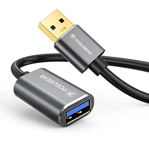 POSUGEAR Cable alargador USB 3.0 1M, Chapado en Oro Cable Extension USB Tipo A Macho a Tipo A Hembra para Impresora,Teclado,ratón,pendrive,Xbox y Otros