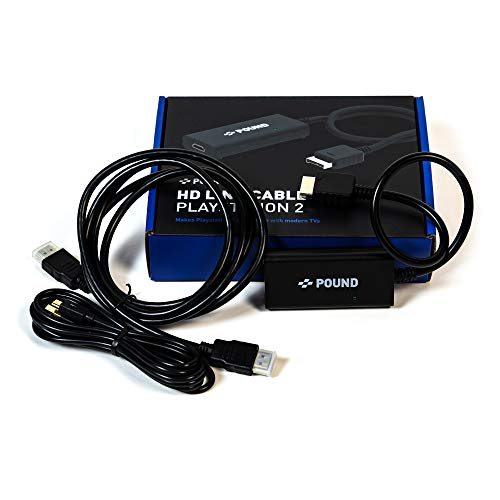 POUND Cable Link HD para Playstation 2 – Compatible con Playstation 1 y Playstation 2 – Cable HDMI con Pantalla RGB, Resolución 720p – Incluye Cable Micro USB de alimentación