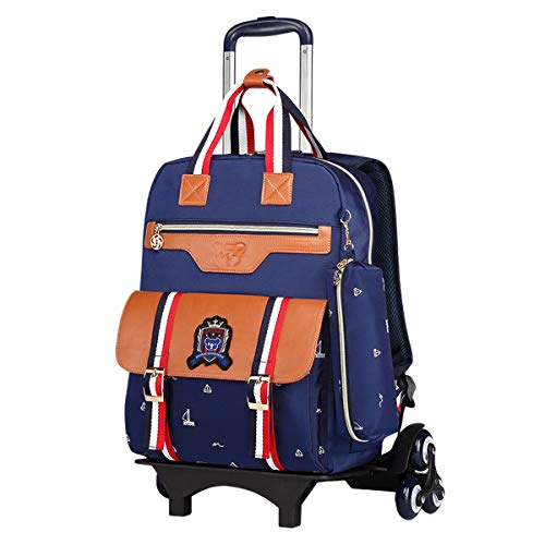 PROTAURI Mochila Escolar con Ruedas,Mochila niños con Ruedas Mochilas con Ruedas para Niños Niñas -Trolley de Ruedas para Viajar Escalada