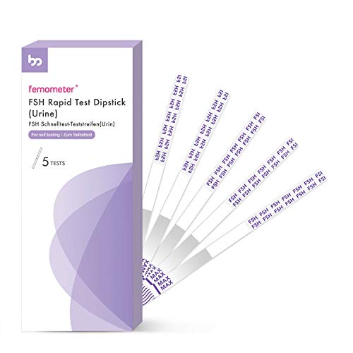 Prueba de la Hormona Foliculoestimulante (FSH) de Femometer – Kit de Tiras de Prueba de Menopausia/Fertilidad Femenina, Paquete de 5