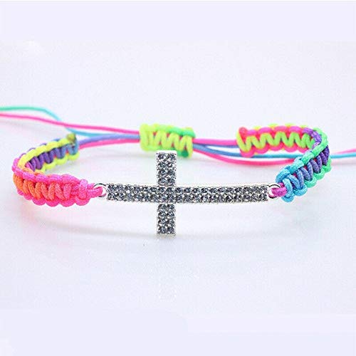 Pulsera con Dijes Cruzados De Religión De Moda para Hombres Y Mujeres, Pulseras Tejidas con Cuerda Roja, Brazalete, Regalo De Joyería, Multicolor