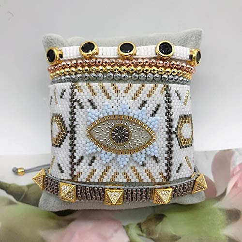 Pulsera De Ojo Malvado Turco para Mujer, Pulseras De Pirámide Dorada para Mujer, Moda Hecha A Mano, Juego De Regalo De Joyería con Cuentas De Cristal, China