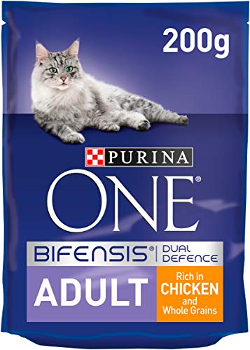 Purina One - Alimento seco Completo para Gatos con Ricos en Pollo y Granos Enteros, 200 g, Paquete de 6