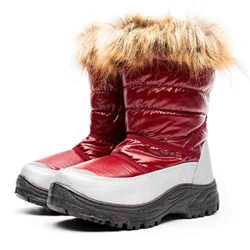 QMMD Botas Nieve Mujer Cálidas Invierno, Ergonómicas y Cómodas Botas Algodón Tubo Medio Impermeables Terciopelo, Adecuadas Caminatas y Caminatas Al Aire Libre Etc,Rojo,42EU/6.5UK