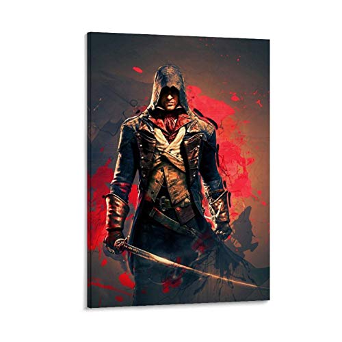 QWKM Póster decorativo de Assassin's Creed Unity Arno Arno Victor Dorian para pared, lienzo decorativo para sala de estar, dormitorio, 50 x 75 cm