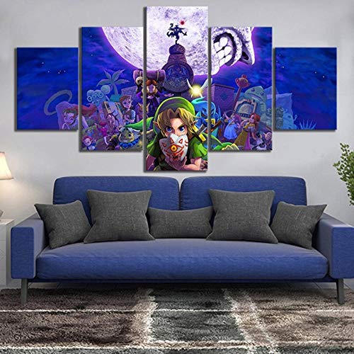 RAINSGIFT 5 lienzos artísticos no Tejido impresión The Legend of Zelda Juego Anime de Arte HD dormitorios Modernos decoración