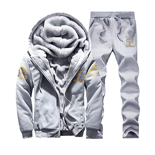 riou Chaqueta con Capucha Forro Polar Sudadera con Capucha Hombres de Manga Larga Hoodie Casual Abrigo Otoño-Invierno Chandal