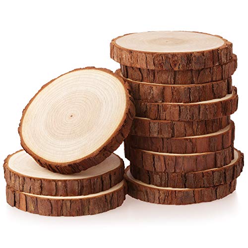 Rodajas de Madera Diámetro 11-12 cm 15pcs Fuyit Troncos Madera Decoracion Apto para Pirograbador de Madera, Pintura,Navidad