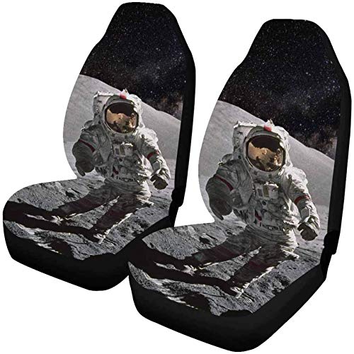 Romance-and-Beauty Astronaut on Lunar (Moon) Landing Mission - Juego de 2 Fundas para Asientos Delanteros para automóvil, Ajuste Universal para vehículos, sedán y Jeep