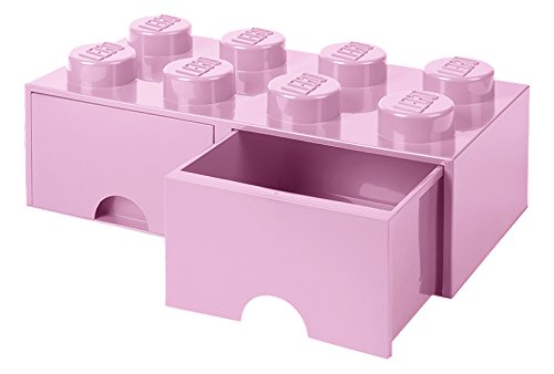 Room Copenhagen 40061738 Caja de Almacenaje Apilable, Ladrillo 8 pomos, 2 Cajones, 9.4 l, Rosa (Light Purple), 50 x 25 x 18 cm