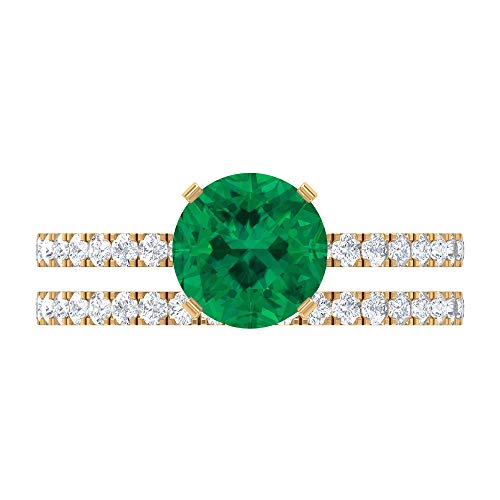 Rosec Jewels 10 quilates oro amarillo Round Brilliant Green Moissanite Turmalina Verde