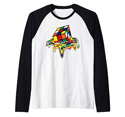 Rubic Rubix Rubik cubo mágico colores impresionante gráfico Camiseta Manga Raglan