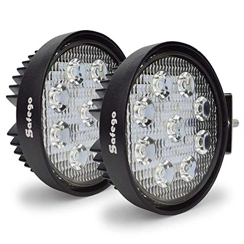 Safego 12 V 24 V 27 W LED Luces de Trabajo lámpara para camión Offroad 4 x 4 ATV Tractor 60 Degree inundación Haz 27 WR-FL Pack de 2