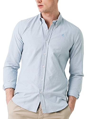 Scalpers New Oxford BD - Camisa para Hombre, Talla 43, Color Verde Agua