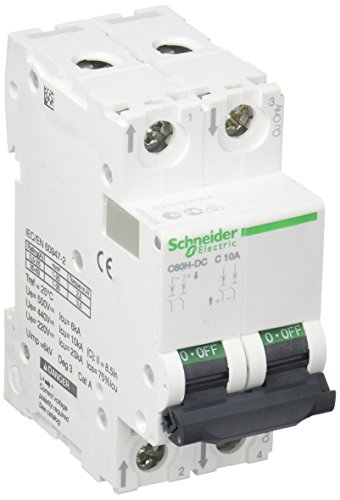 Schneider Electric A9N61528 C60H Interruptor Automático Especial de CC, 500V, 2P, 10A, Curva C, Blanco