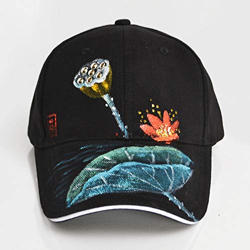 sdssup Gorra de béisbol Gorra de Loto Gorra Pintada Original Sombrero Negro Ajustable