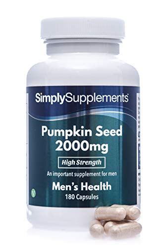 Semillas de calabaza 2000mg - ¡Bote para 6 meses! - Apto para veganos - 180 Cápsulas - SimplySupplements