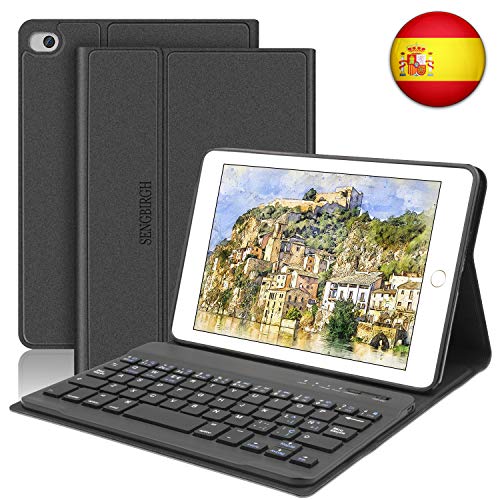 SENGBIRCH Funda con Teclado para iPad Mini 5 2019 Funda Ultrafino con Teclado Bluetooth Inalámbrico Español Compatible con 7.9 Pulgadas iPad Mini 5/4/3/2/1 (Negro)