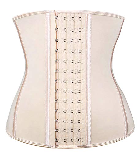 SHAPERX Mujer Waist Trainer Fajas Reductoras de Cinturón Formación para Cincher Cinturón Deportivo Underbust Bustiers Corsé, UK-DT11788-Beige-3XL