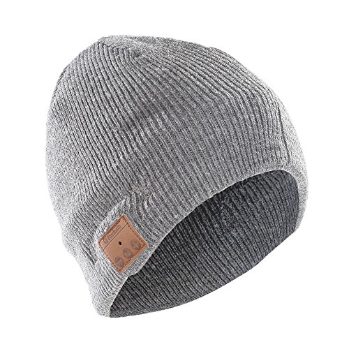 Sharon Gorro Bluetooth Beanie Auriculares Altavoces Micrófono Manos libres Música Llamadas sin frío | Compatible con iOS, Android & Windows | Gris Claro