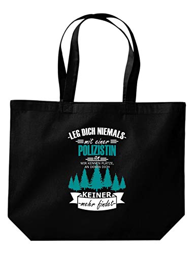 Shirtinstyle Bolsa de Compras Bolsa Pierna Dich Nicht con una Mujer Policía en, Wir Kennen. - Negro, 35 cm x 39 cm x 13 cm