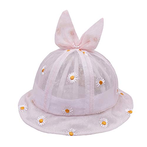 SHJIA Sombrero para Niños Flores Binaurales, 4-20 Meses Bebé Sombrero De Pescador De Red Completa Bebé Transpirable Sombrero para El Sol Tridimensional