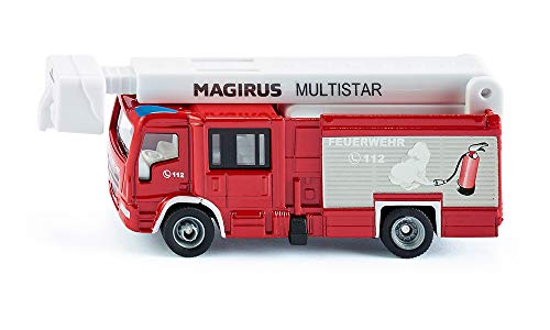 siku 1749 Camión de Bomberos Magirus Multistar TLF, Mástil telescópico, 1:87, Metal/Plástico, Rojo/Blanco