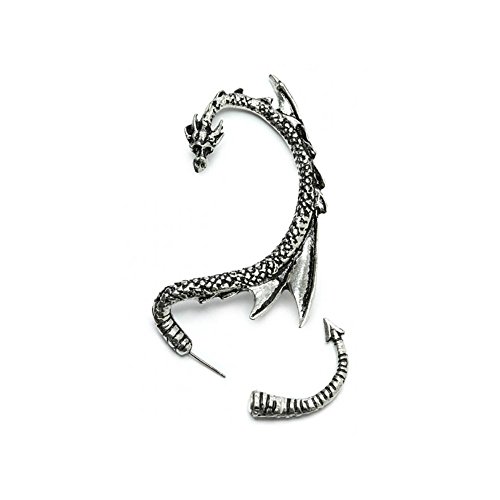 Silver Phantom Jewelry - Pendientes envolventes para mujer, diseño de dragón gótico, color plateado