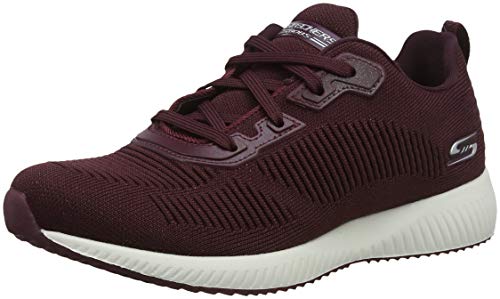 Skechers Bobs Squad-Total Glam, Zapatillas Mujer, Rojo (Burg Black and Multi Engineered Knit), 41 EU