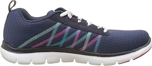 Skechers Flex Appeal 2.0, Entrenadores Mujer, Azul (Navy/Multi), 37 EU