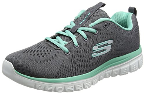 Skechers Graceful-Get Connected, Zapatillas, Gris (Grey/Turquoise), 35 EU