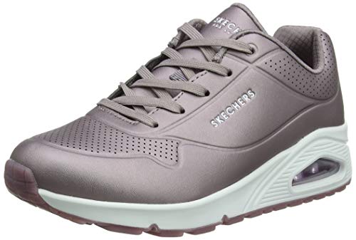 Skechers Uno- Rose Bold, Zapatillas Mujer, Multicolor (Pew Gun Metal Duraleather), 39 EU