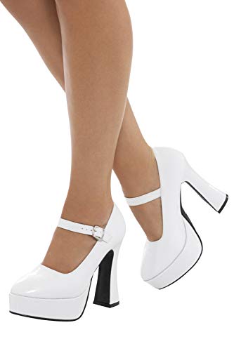 Smiffy'S 43075S Zapatos De Plataforma Años 70 Para Mujer, Blanco, Eu Tamaño - 37