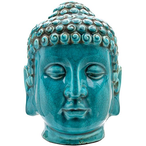something different Algo Diferente de cerámica Cabeza de Buda Figura Decorativa, Color Azul