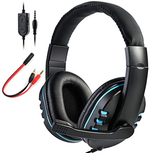 SOONHUA - Auriculares de diadema para Xbox One, PS4, micrófono, cancelación de ruido, micrófono para videojuegos, sonido envolvente, control de volumen, almohadillas de memoria suave