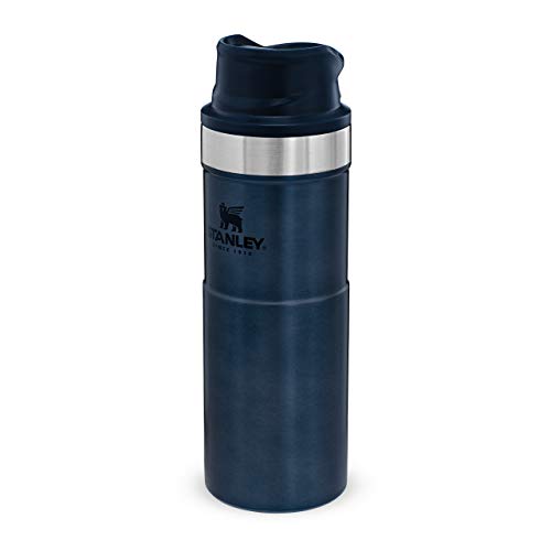 Stanley The Legendary Classic Vacuum Trigger-Action Travel Mug .47L Nightfall 18/8 Stainless Steel Double-Wall Vacuum Insulation Water Bottle Dishwasher Safe Car Cup Compatible Naturally Bpa-Free