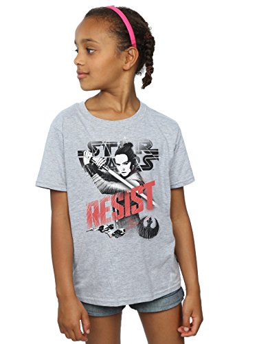 Star Wars niñas The Last Jedi Rey Resist Camiseta 5-6 Years Gris Sport