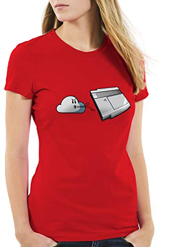 style3 Cartridge Blow Camiseta para Mujer T-Shirt NES Gamer 8-bit, Color:Rojo, Talla:XL