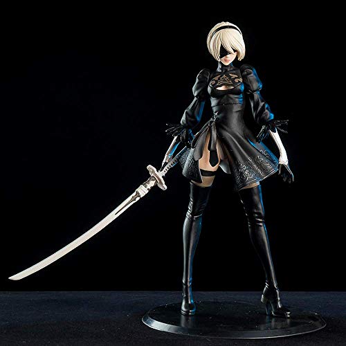 Sxjhhky Nier: Personajes de la Serie Automata, la icónica Chaqueta de Cuero Negra de 11 de Yulha 2B, muñeca con Pose de Combate de Sable con los Ojos vendados, Modelo de Material de PVC