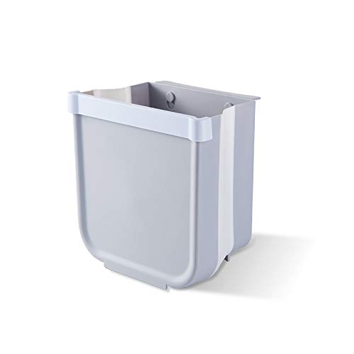 SXXYXH Cubo de Basura Plegable de 2 Piezas, Puertas de gabinete Colgantes sin perforar Cilindro de Almacenamiento Bote de Basura Colgante Cocina para el hogar Jardín Escuela Baño Coche,Blanco