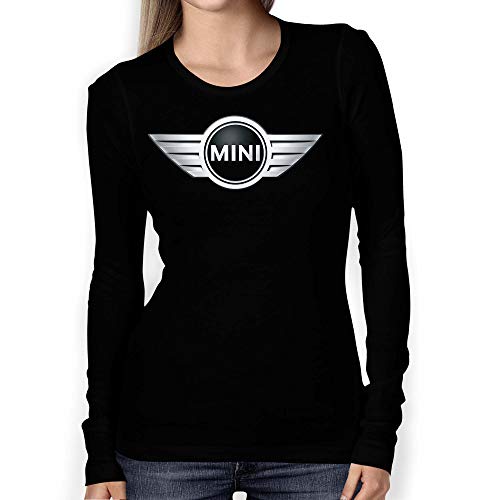 T-SHIRT Mini Cooper Logo Camiseta MOJER/Women Coche/Clipart Car Auto tee Top Negro Blanco Mangas Corta Larga Presente (M, Black)