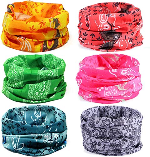 Tacobear 6 Piezas Braga Cuello Pañuelos Deporte Multiuso Bandana Bufandas Bragas de Cabeza Turbante Multifunción Pañuelos para Moto Ciclismo Yoga Aire Libre Playa Color Aleatorio