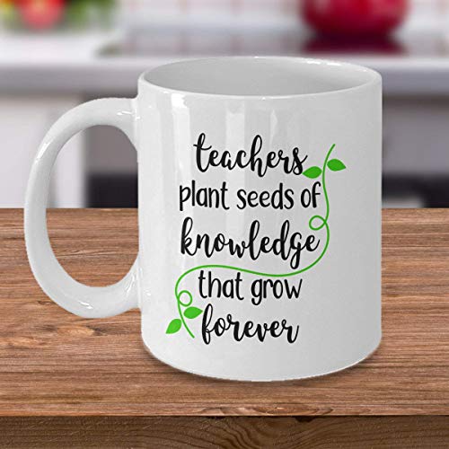 Taza de semillas de plantas para profesores, regalo de graduación escolar, taza de regreso a la escuela, 11 onzas 15 oz blanco