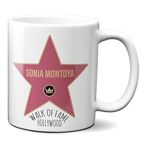 Taza Estrella Paseo De La Fama Hollywood - Personalizada con tu Nombre - Taza Personalizable Hall of Fame Desayuno Café Ceramica 330 ML