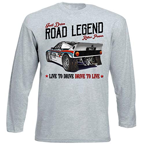 Teesandengines Lancia Rally 037 Vintage Tshirt de Manga Larga Gris para Hombre Size Xxxlarge