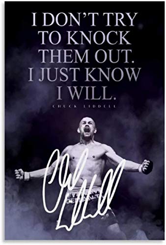 Tela De Lienzo 60 * 90cm Sin Marco Póster de UFC MMA Chuck Liddell, Carteles Decorativos para Sala de Estar, Pintura para Dormitorio