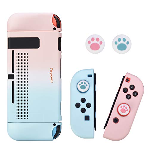 Teyomi Funda para Nintendo Switch con 2 tapas para joystick, mango ergonómico de TPU y carcasa de plástico ABS con diseño de acoplador, amortiguador y resistente a los arañazos