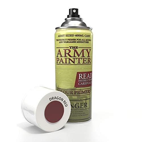 The Army Painter | Colour Primer |Dragon Red | 400 mL | Espray Acrílico | Base para Pintura de Modelos Miniatura | Rojo Dragón